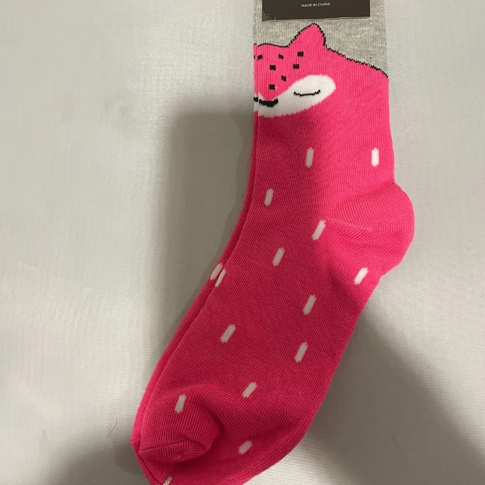 Super Cute Ladies Crew Socks  2 Pairs Soft Long Socks 1Pair(9-11) 1Pair(5-10)
